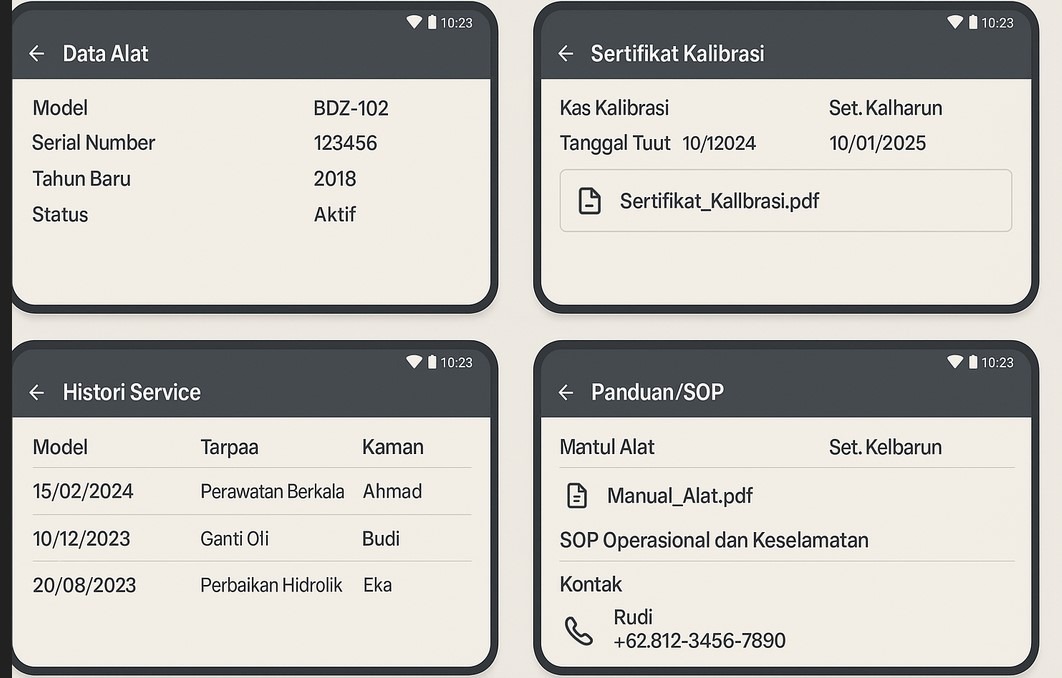aplikasi QR Code alat berat
