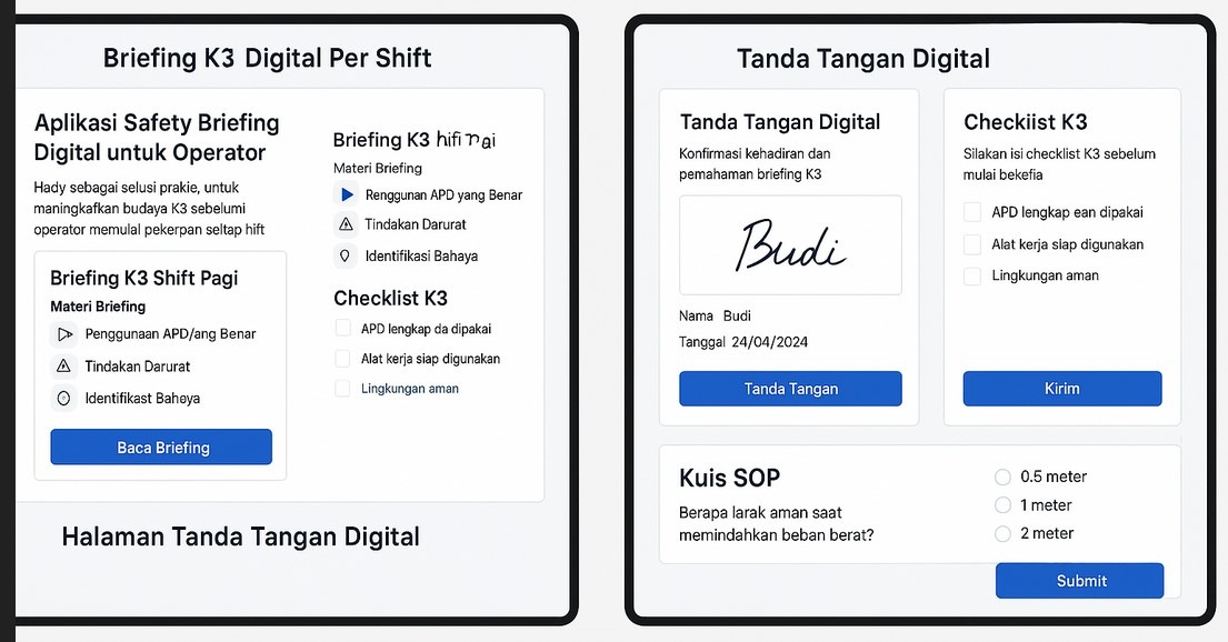 aplikasi Safety Briefing Digital untuk operator