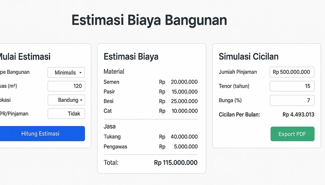 estimasi biaya bangun rumah