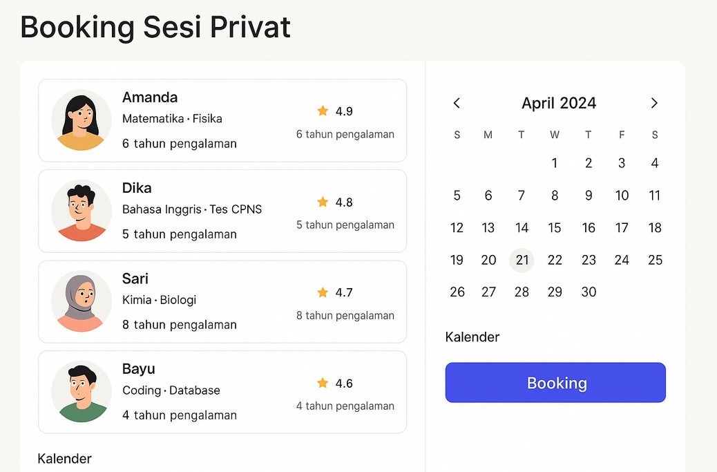 belajar bimbel 1-on-1 via video call