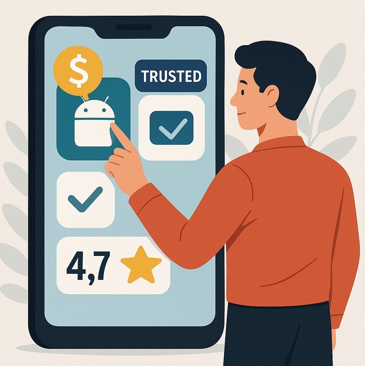ilustrasi memilih aplikasi Android murah