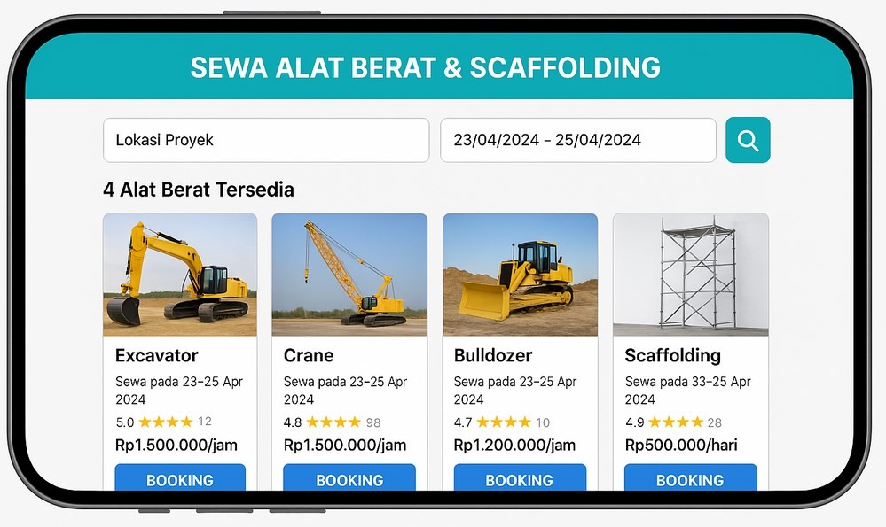 sewa alat berat lokasi proyek