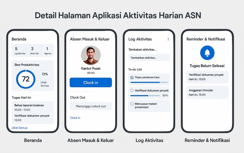 tampilan aplikasi aktivitas harian ASN