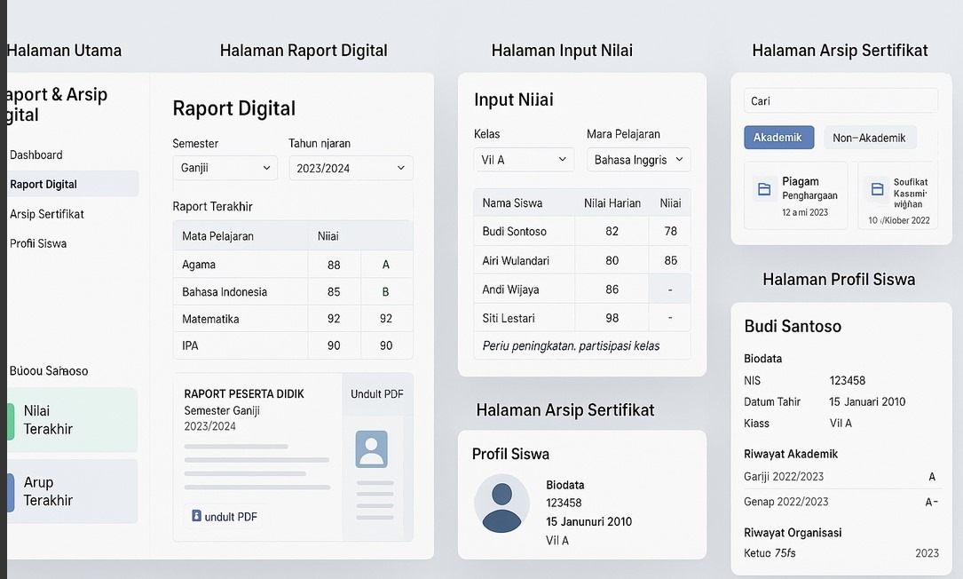 tampilan aplikasi eRaport & Arsip Digital