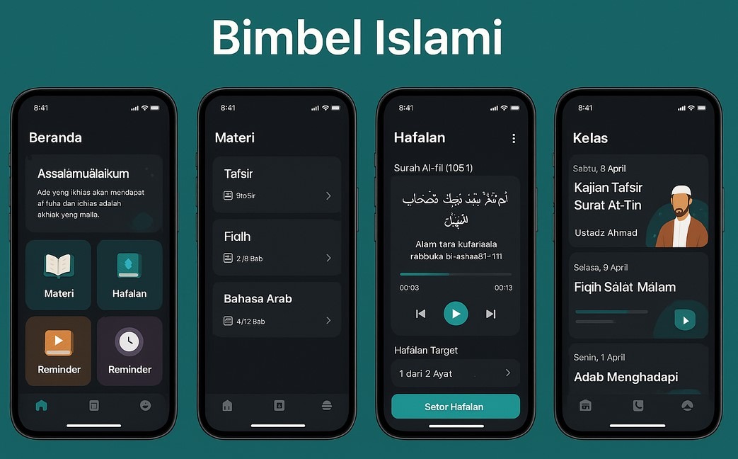 tampilan fitur Bimbel Islami