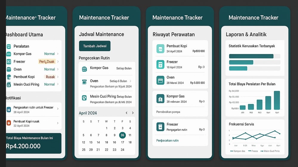 aplikasi Maintenance Tracker untuk jadwal servis alat dapur