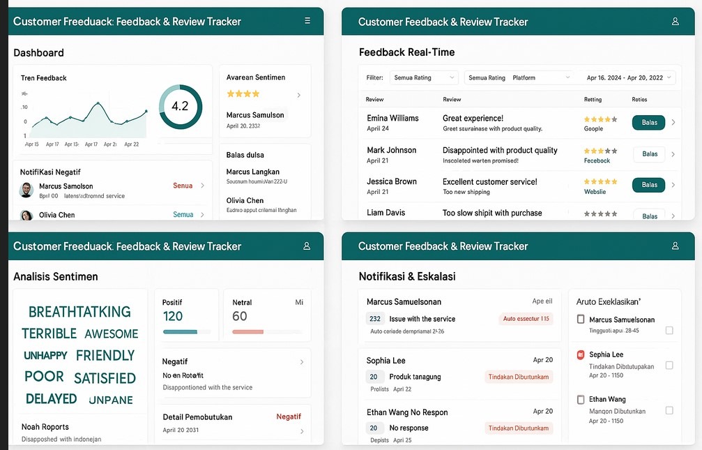 aplikasi Customer Feedback Tracker pelanggan dengan fitur dashboard dan notifikasi