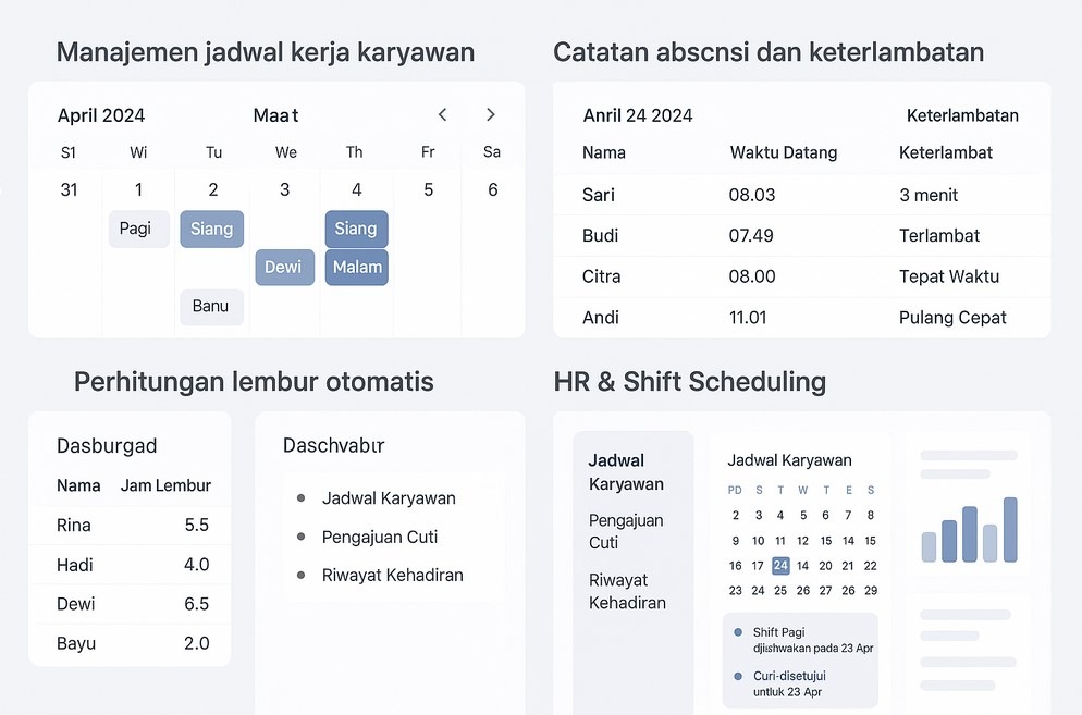 dashboard aplikasi HR jadwal kerja karyawan