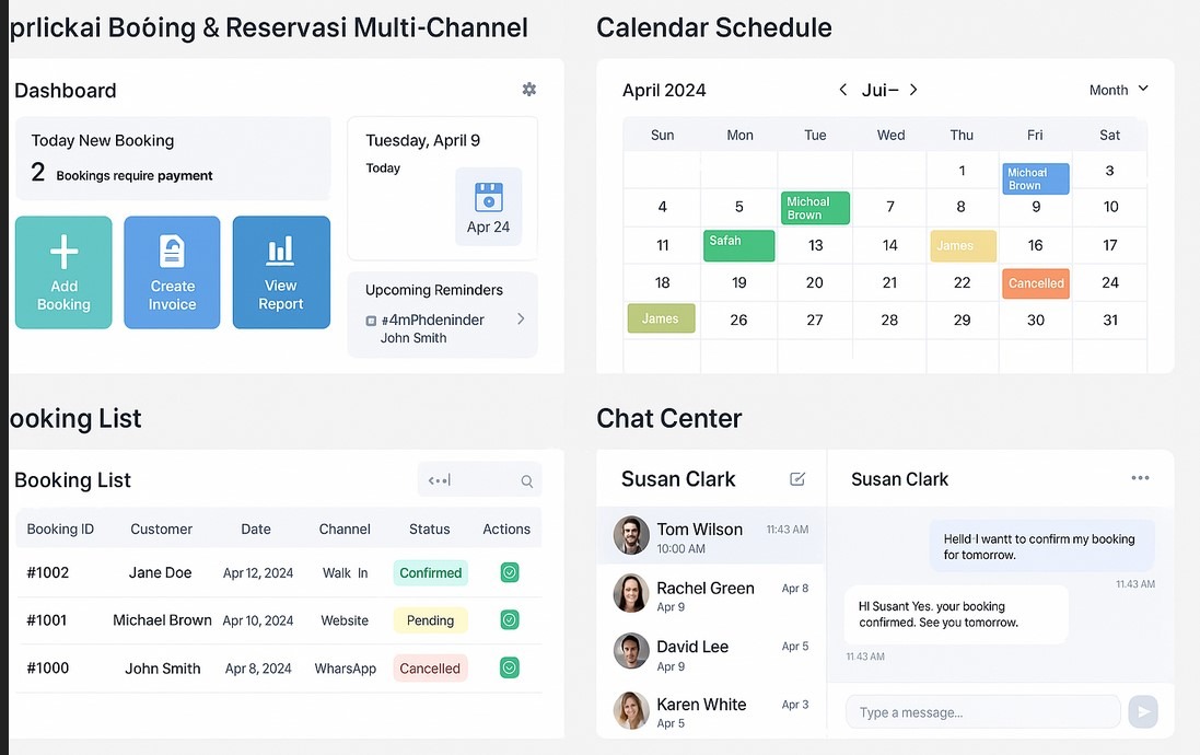 dashboard aplikasi booking multi channel