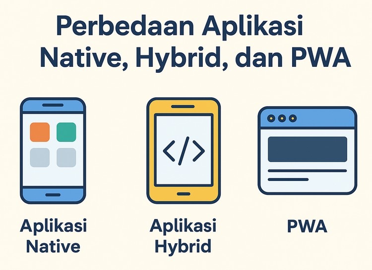 perbedaan aplikasi native hybrid dan PWA