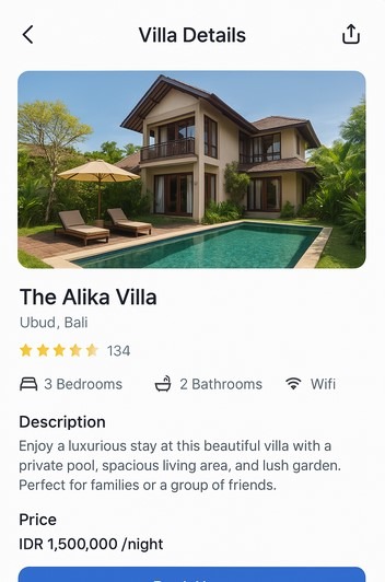 aplikasi booking villa dan homestay lokal
