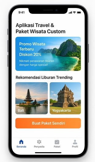 aplikasi travel dan paket wisata custom
