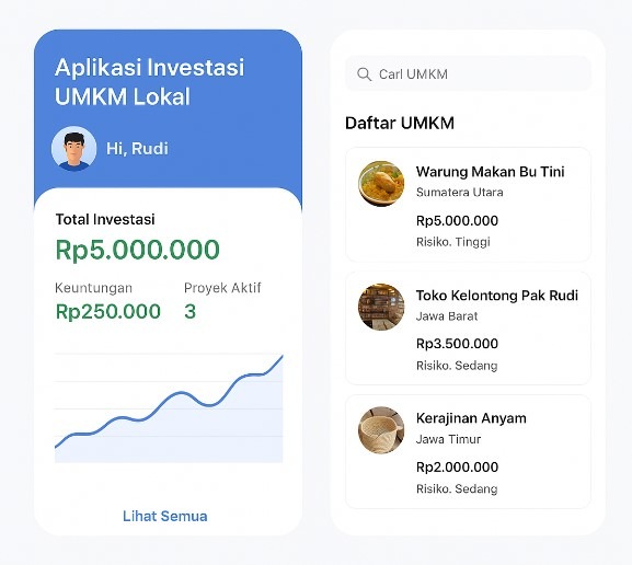 dashboard aplikasi investasi UMKM lokal